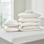 Beddings for use in a hotel room or home bedroom for the bed.