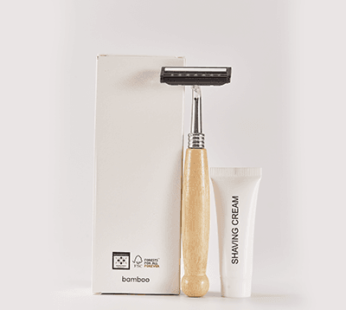 Eco Friendly FSC White Box – Shaving Kit, Bamboo Razor, 10ml shaving cream