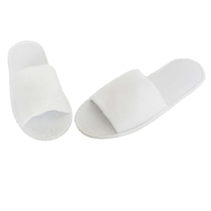 Eco Poly Velour Open Toe Slipper White - A2522