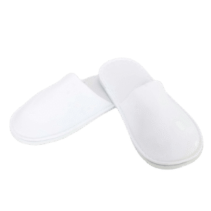 Poly Velour Closed Toe Slipper White - A2564