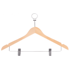 Anti-theft Light Brown Wooden Hanger with Clip